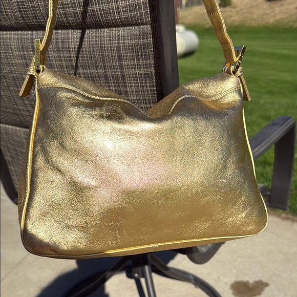 EUC RARE Vintage Fendi Mama Baguette Gold Metallic Rhinestone Shoulder Bag Rare - Picture 4 of 16